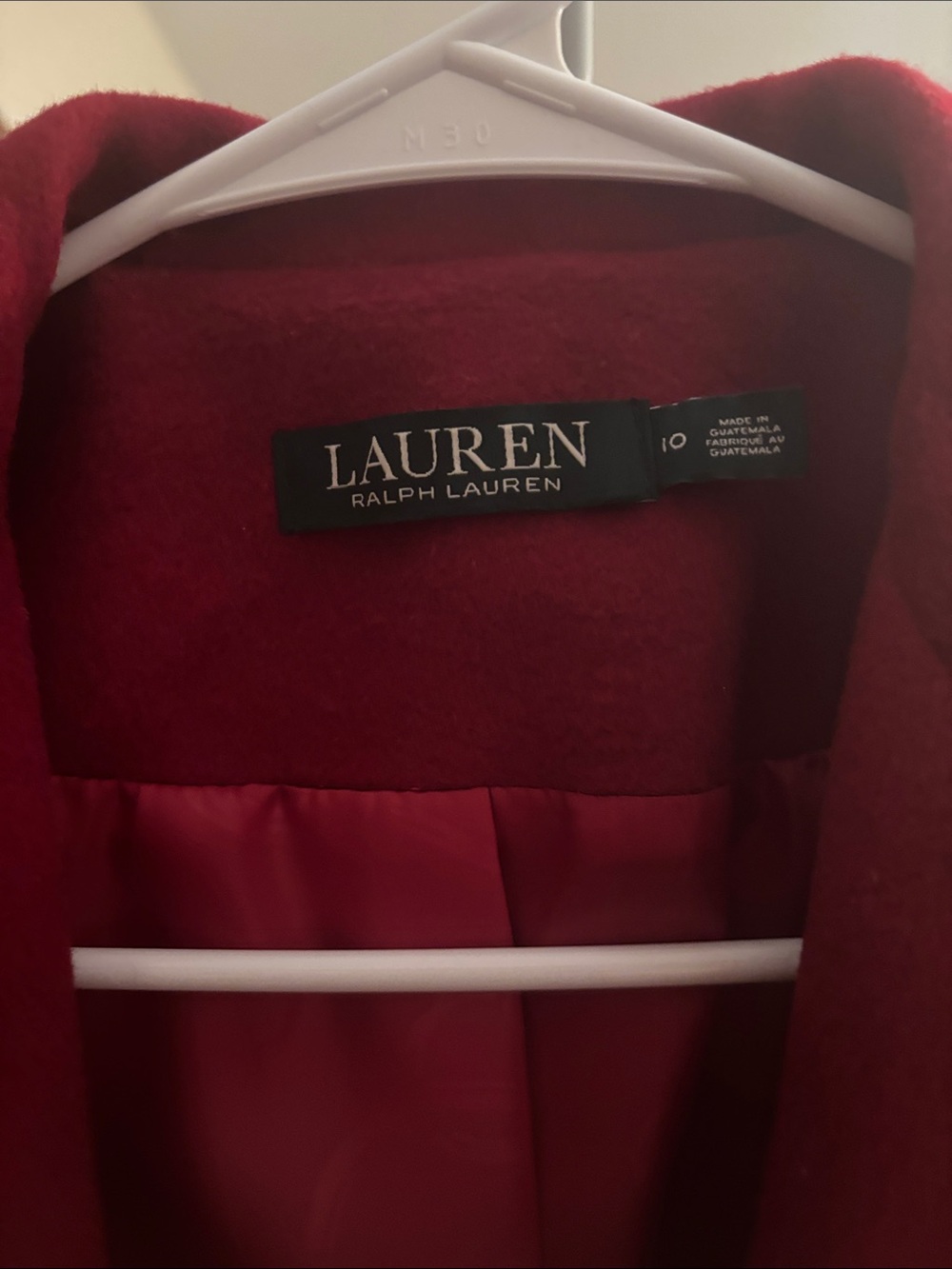 Lauren Ralph Lauren Red Wool-Blend Pea Coat